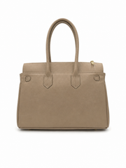 Elegant Genuine Leather Handbag Taupe – Shoulder & Top Handle Bag