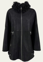 Shearling lambskin jacket with a stylish curly collar
