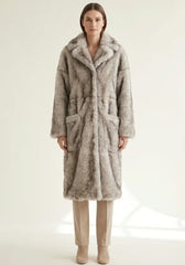 Exclusive Toscana Lambskin Coat Frost Grey – Silver Grey with Lapel Collar Model 1076