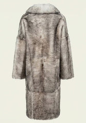 Exclusive Toscana Lambskin Coat Frost Grey – Silver Grey with Lapel Collar Model 1076