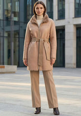 Elegant Reversible Shearling Lambskin Coat in Beige – Model 3002