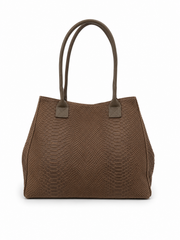 Women's Suede Shopper with Croc Embossing - Brown