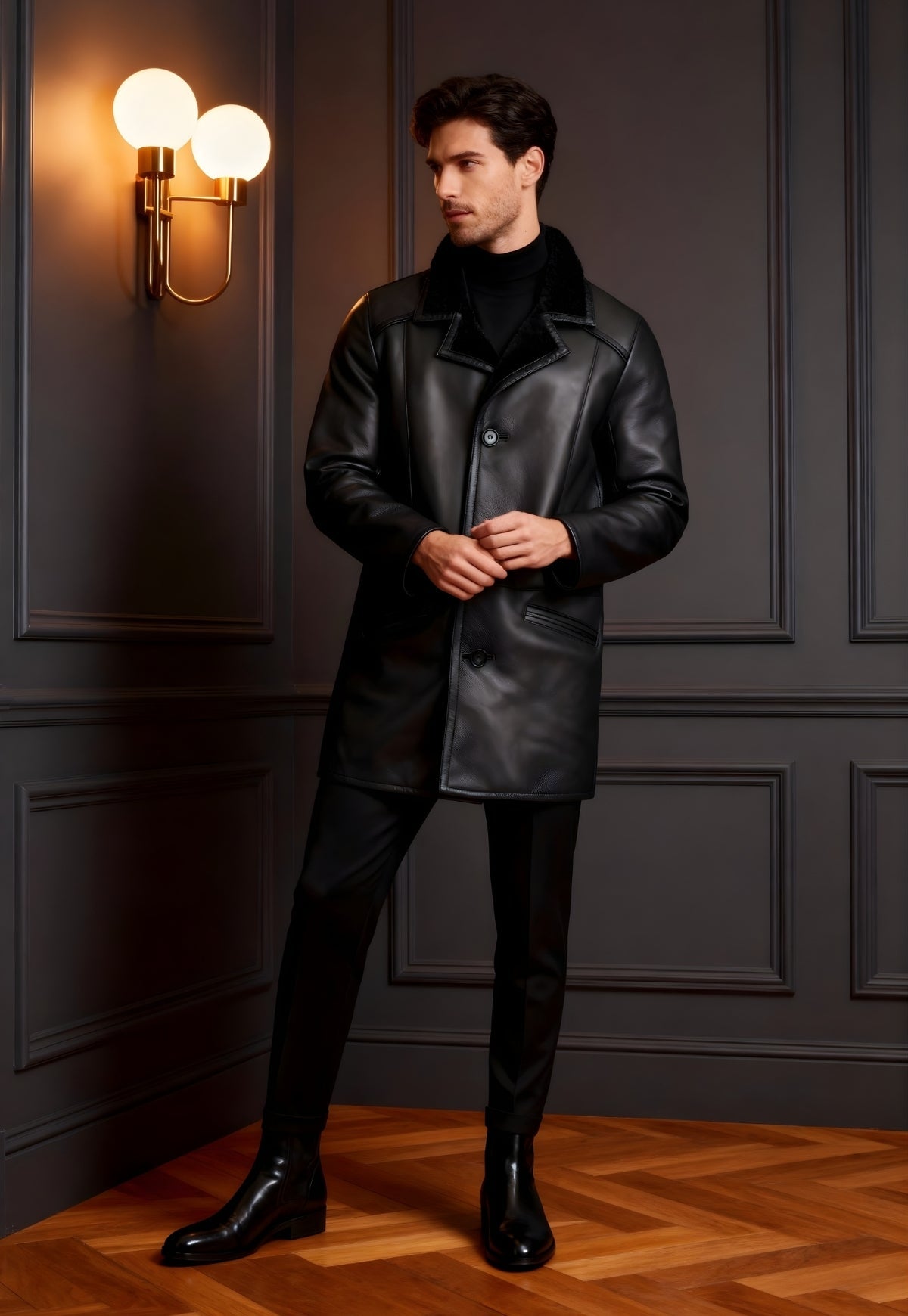 Men's Lambskin Coat Antonio Black