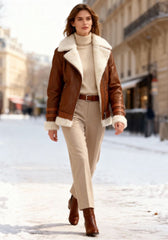 Shearling Lammfelljacke – Edler Komfort im stilvollen Fliegerstyle