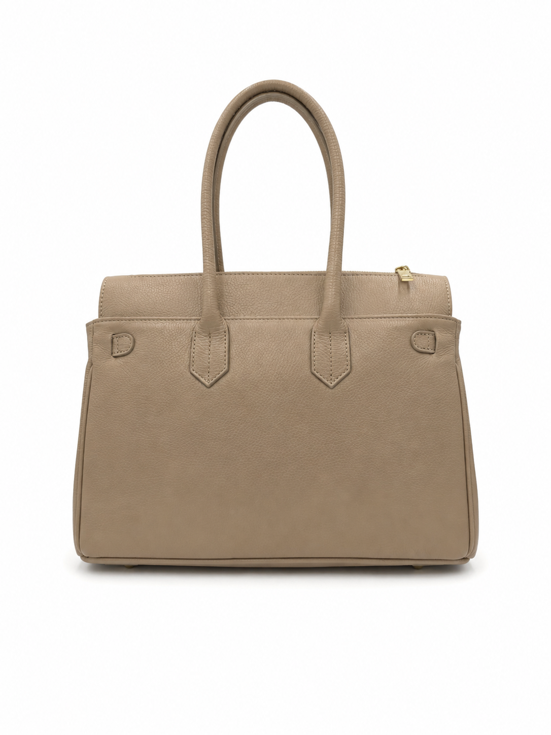 Elegant Genuine Leather Handbag Taupe – Shoulder & Top Handle Bag