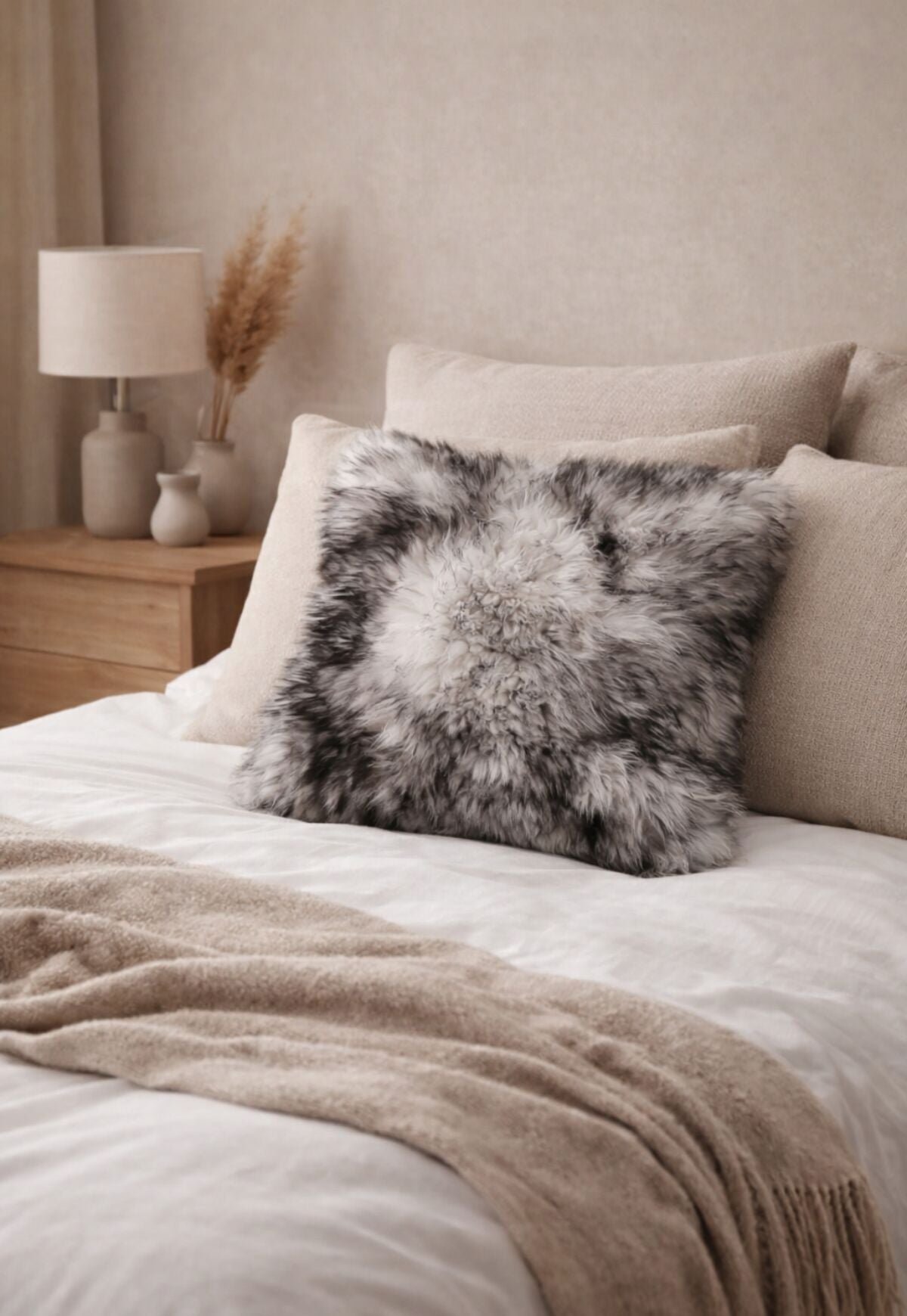 Merino Black Forest Lambskin Cushion with Inner