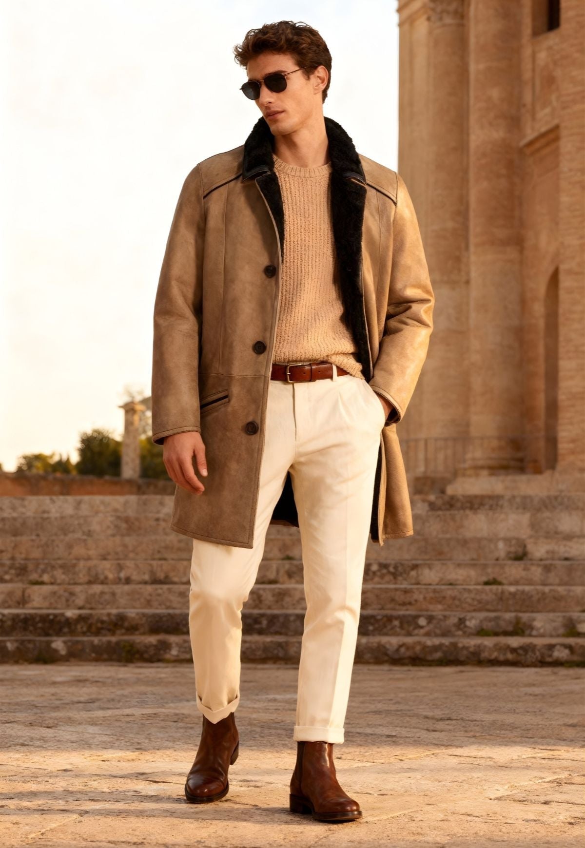 Men's Lambskin Coat Antonio Camel