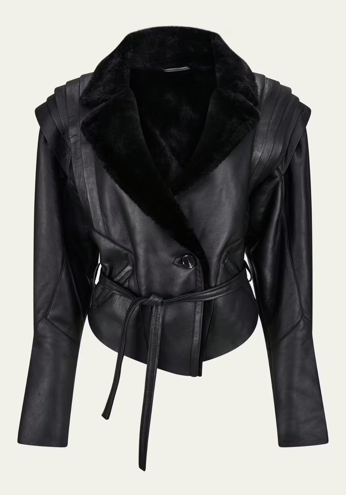 Shearling Lambskin Jacket - Elegant Contemporary Style with a Tailored Fit