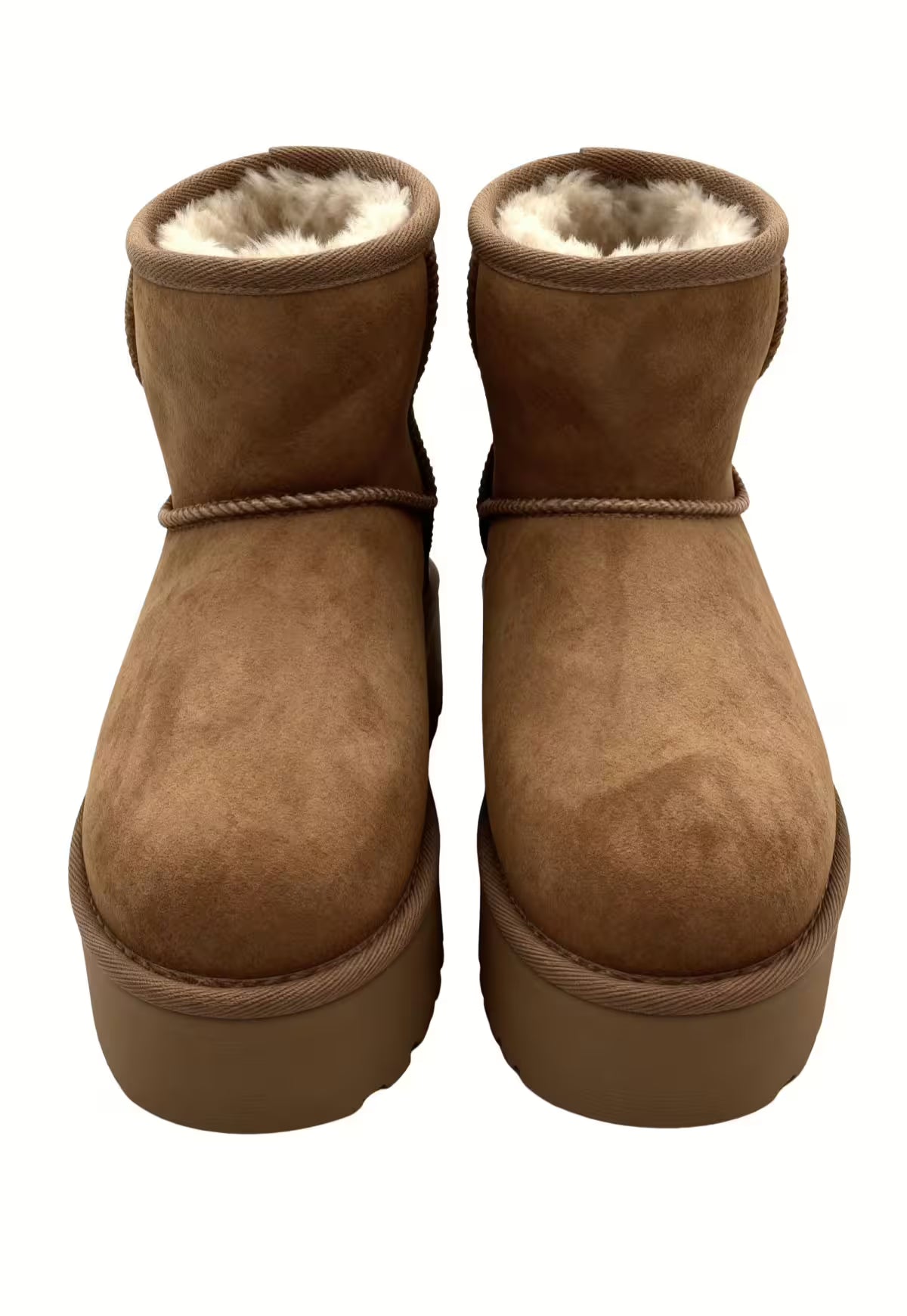 Arctic Luxe Platform Winter Boots Brown Lambskin