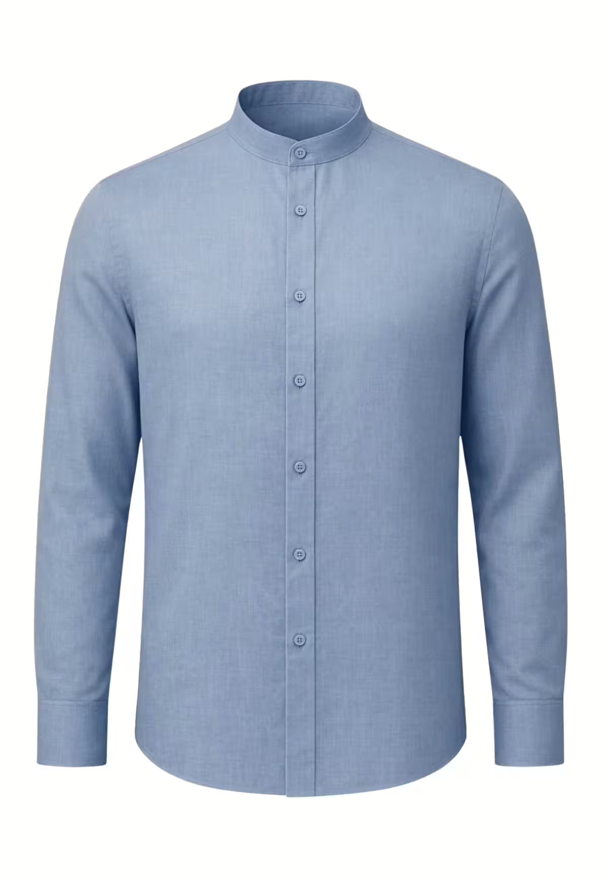Men's Shirt in Light Blue Made from 100% Linen – crisp, airy, with a stand-up collar