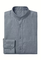 Men's Shirt in Light Blue Made from 100% Linen – crisp, airy, with a stand-up collar