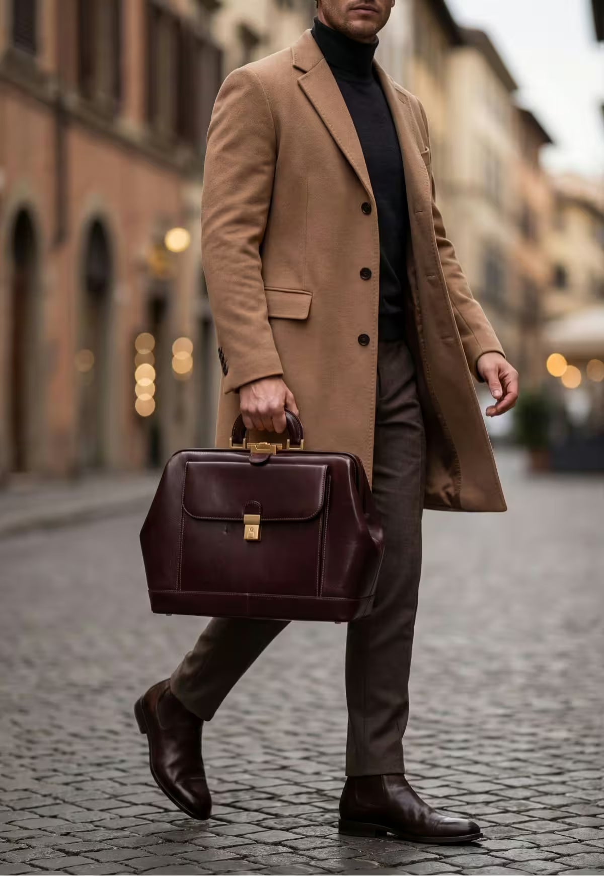 Spacious doctor's bag made of Italian full-grain leather – timeless & unisex