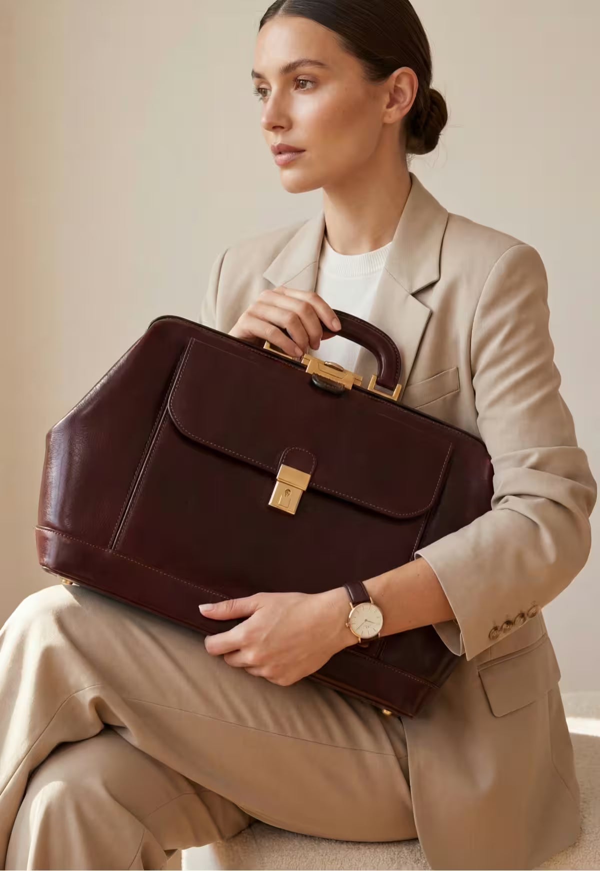 Spacious doctor's bag made of Italian full-grain leather – timeless & unisex