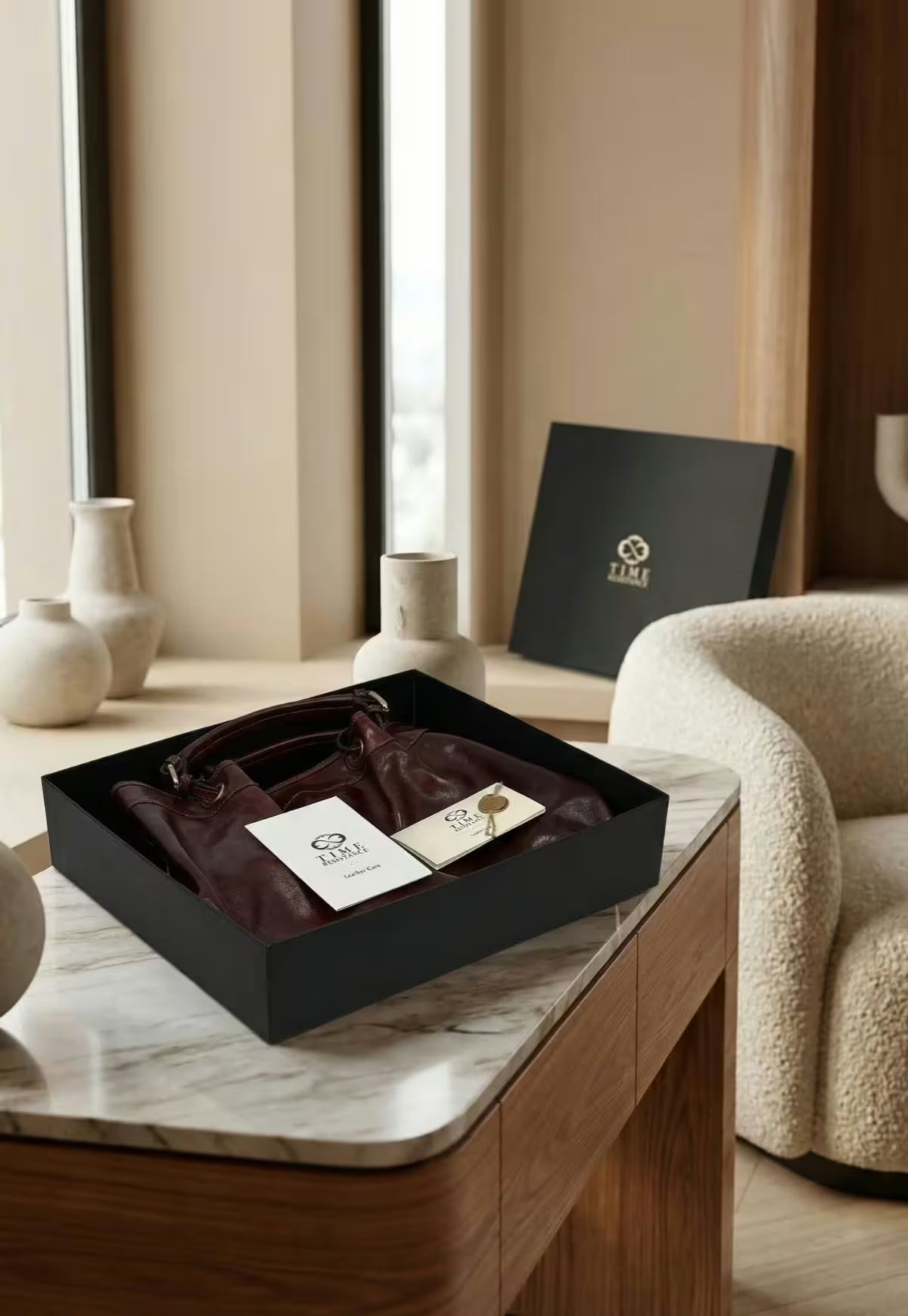 Luxury Leather Tote Handbag - The Icon Brown
