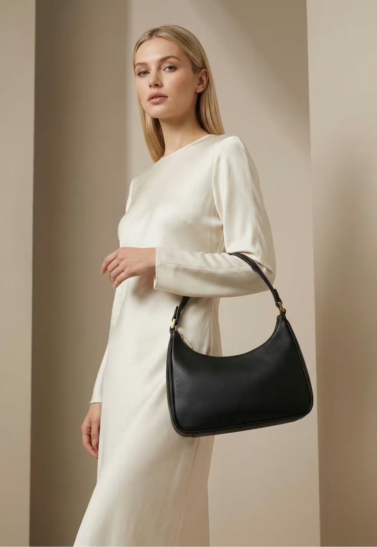 Elegant Timeless Hobo Leather Handbag for Women – Solmira