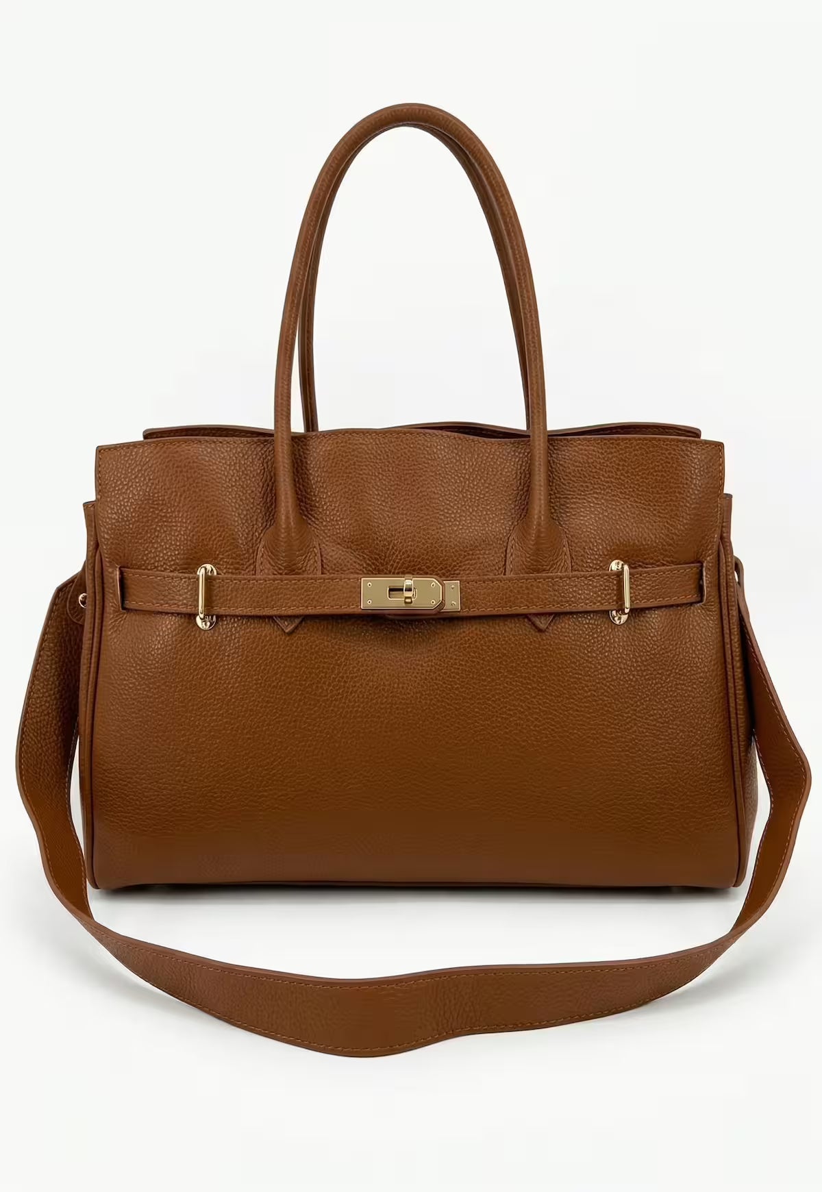 Elegant Leather Handbag for Women - Florence Camel