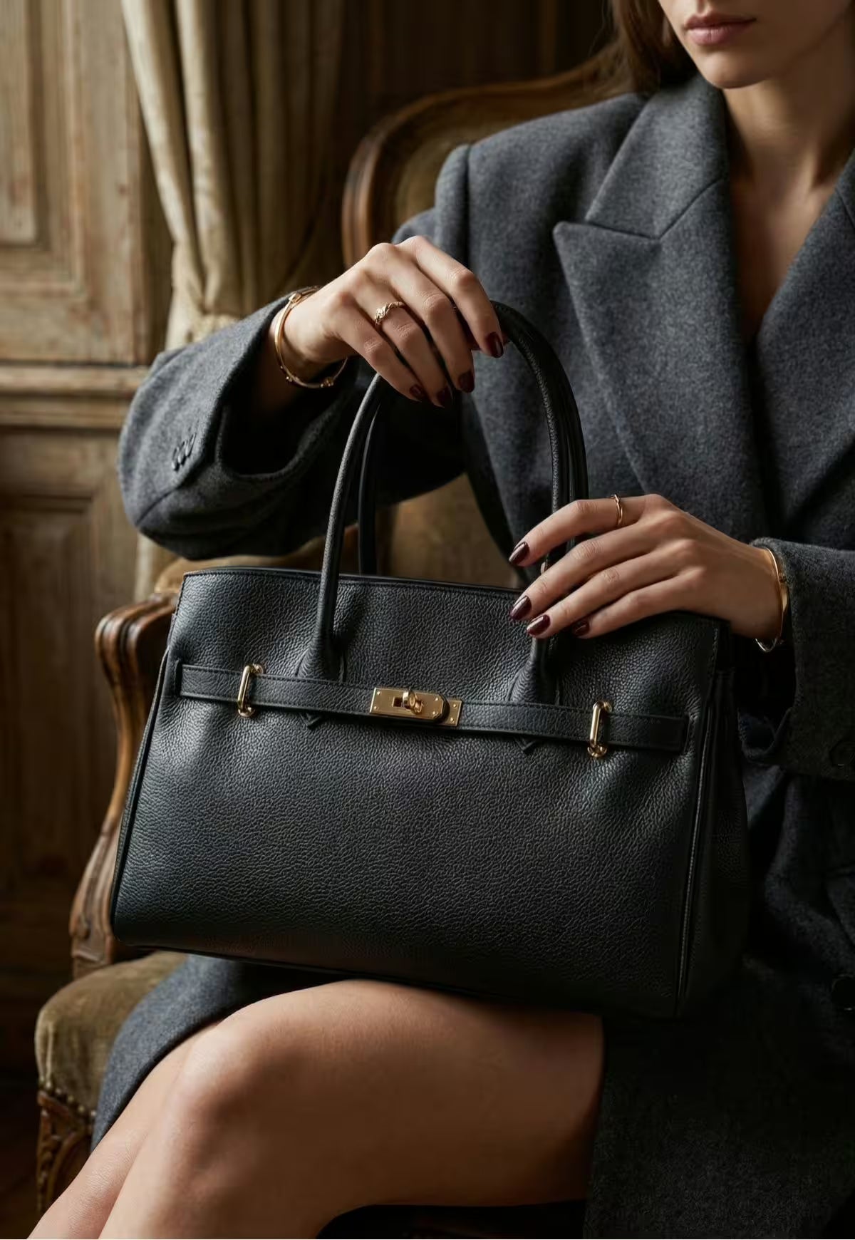 Women's Handbag Genuine Leather Black – Timeless Business Design