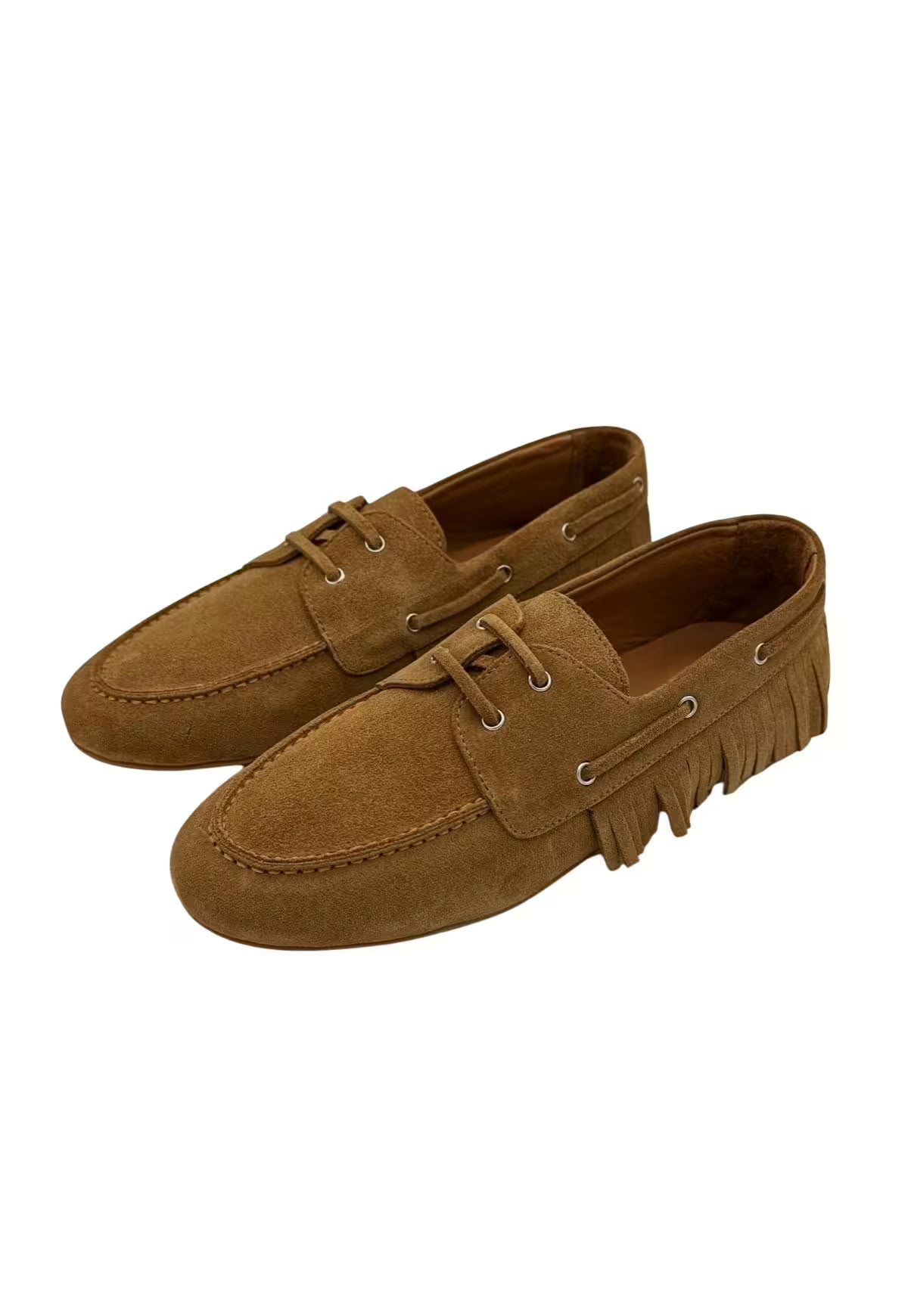 Women's Genuine Leather Moccasins Camel Fringe HOL40