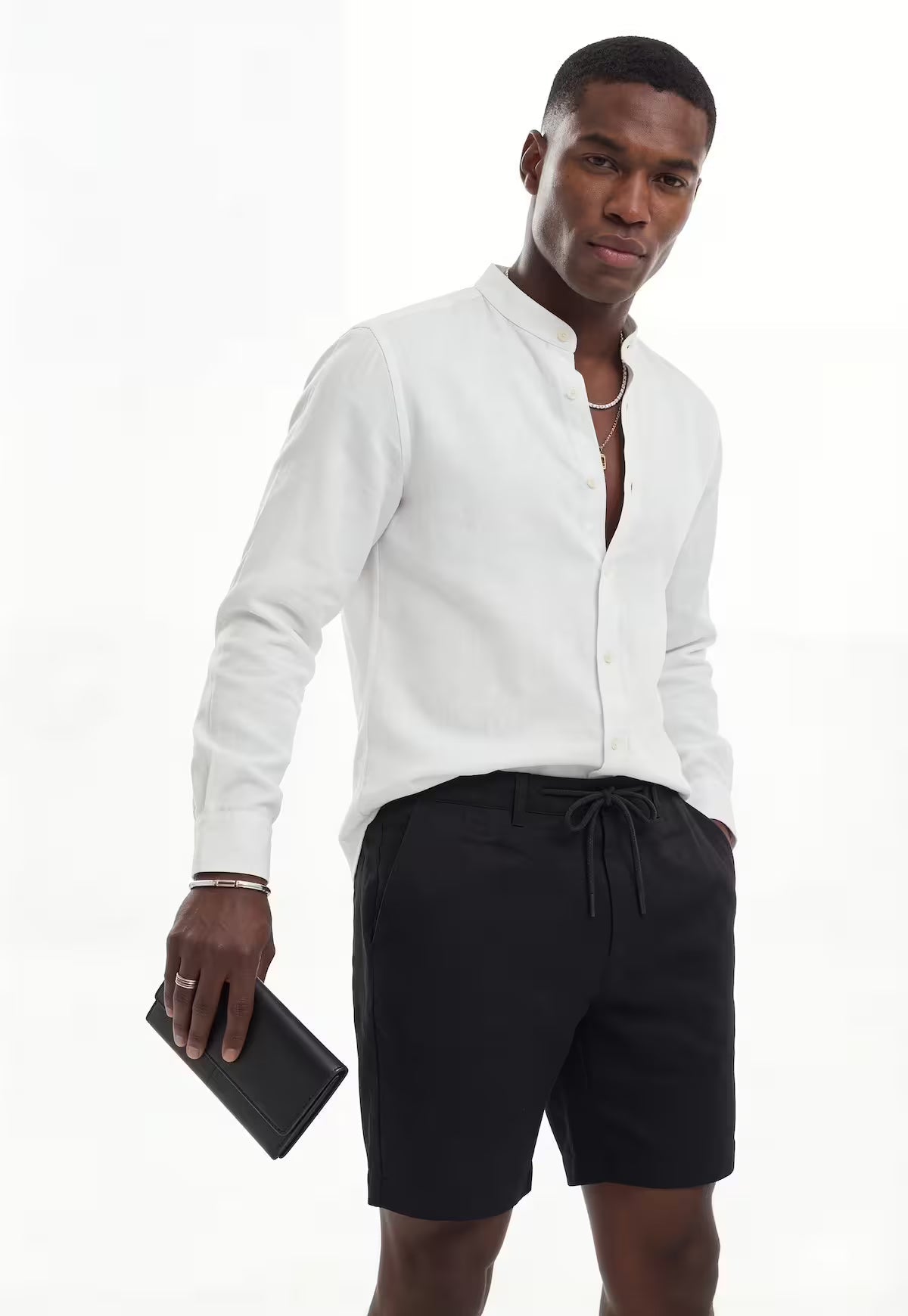 Deep black linen shorts made from pure linen - natural lightness