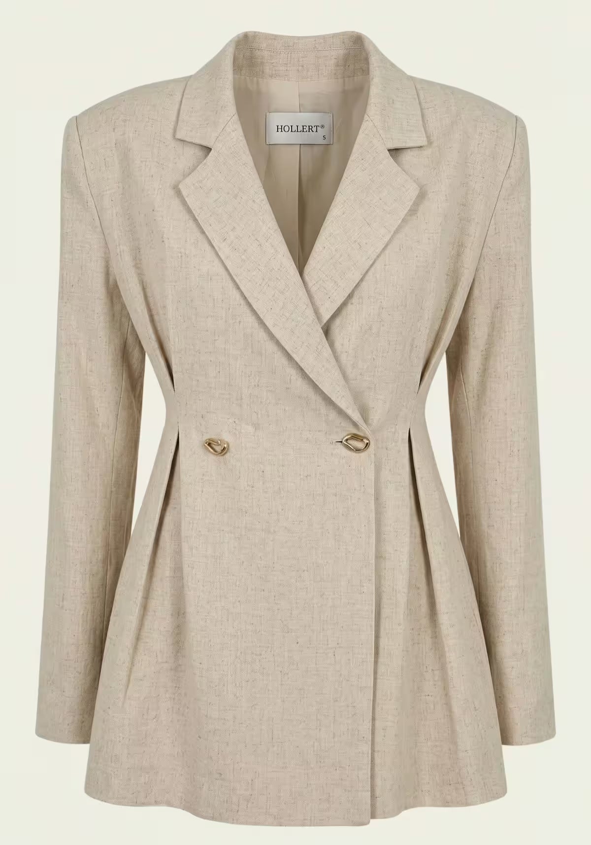 Women's Linen Shirt & Trousers Beige – Long-Sleeve Blazer & Palazzo Trousers