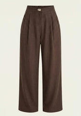 Women's Shirt & Women's Pants Brown – Long-Sleeve Blazer & Palazzo Pants