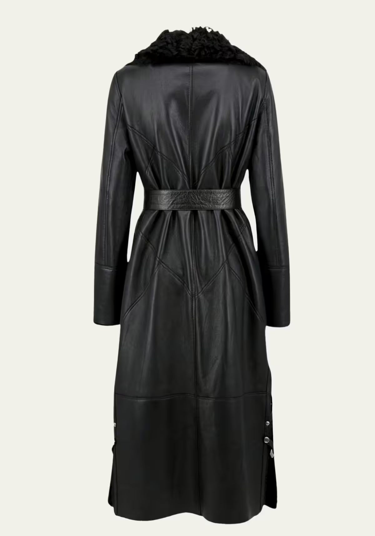 Exklusiver Shearling Wendemantel Schwarz – Abnehmbarer Curly-Fellkragen