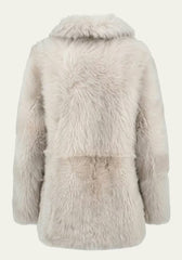 Luxuriöse Toscana Lammfelljacke in Creme-Beige – Modell 1040