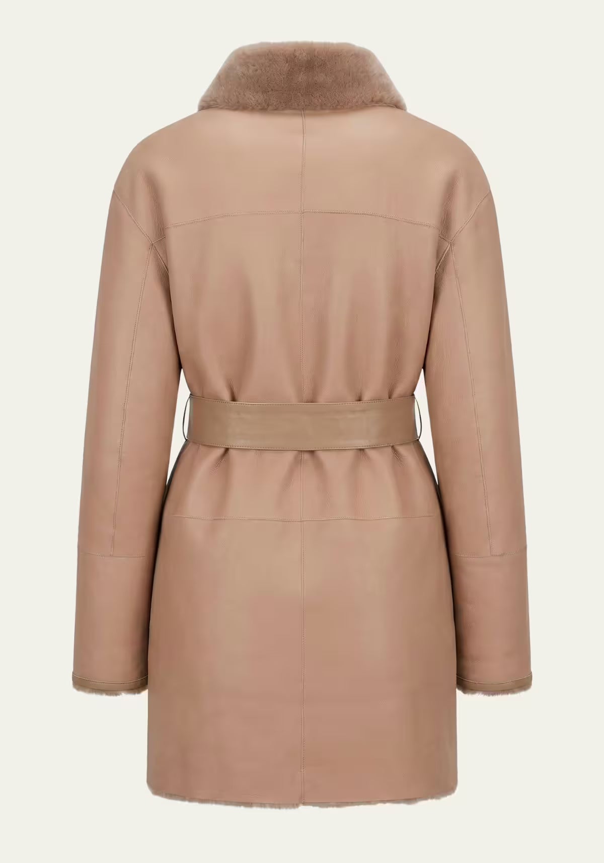 Elegant Reversible Shearling Lambskin Coat in Beige – Model 3002