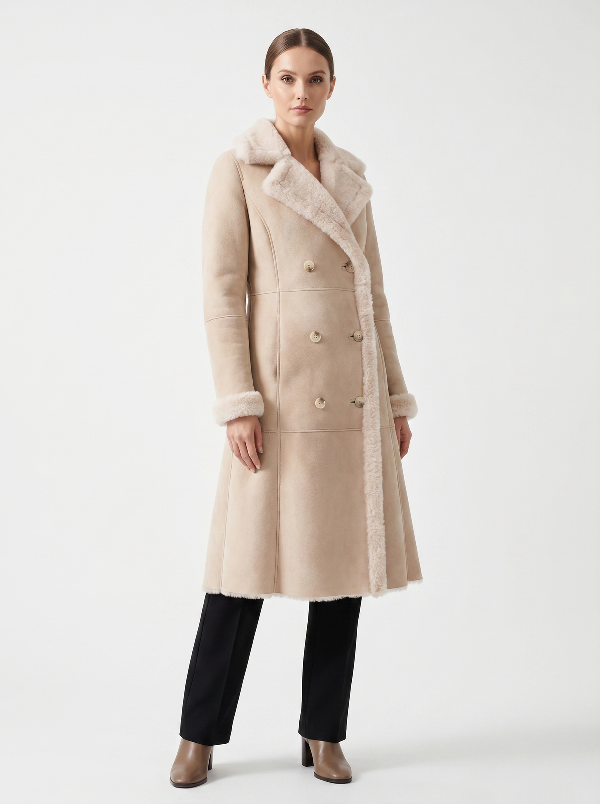 Women's Beige Shearling Coat