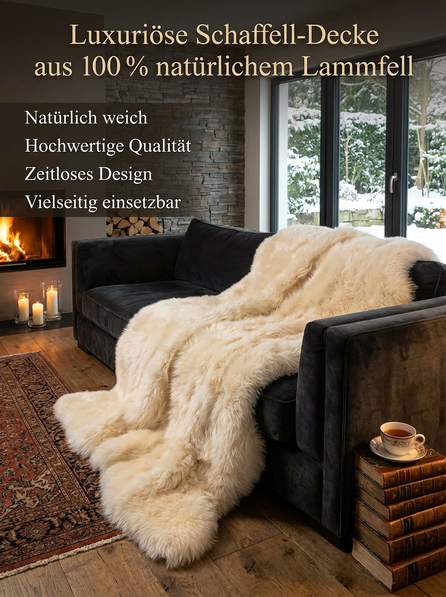 Lambskin Blanket in Champagne / Natural White