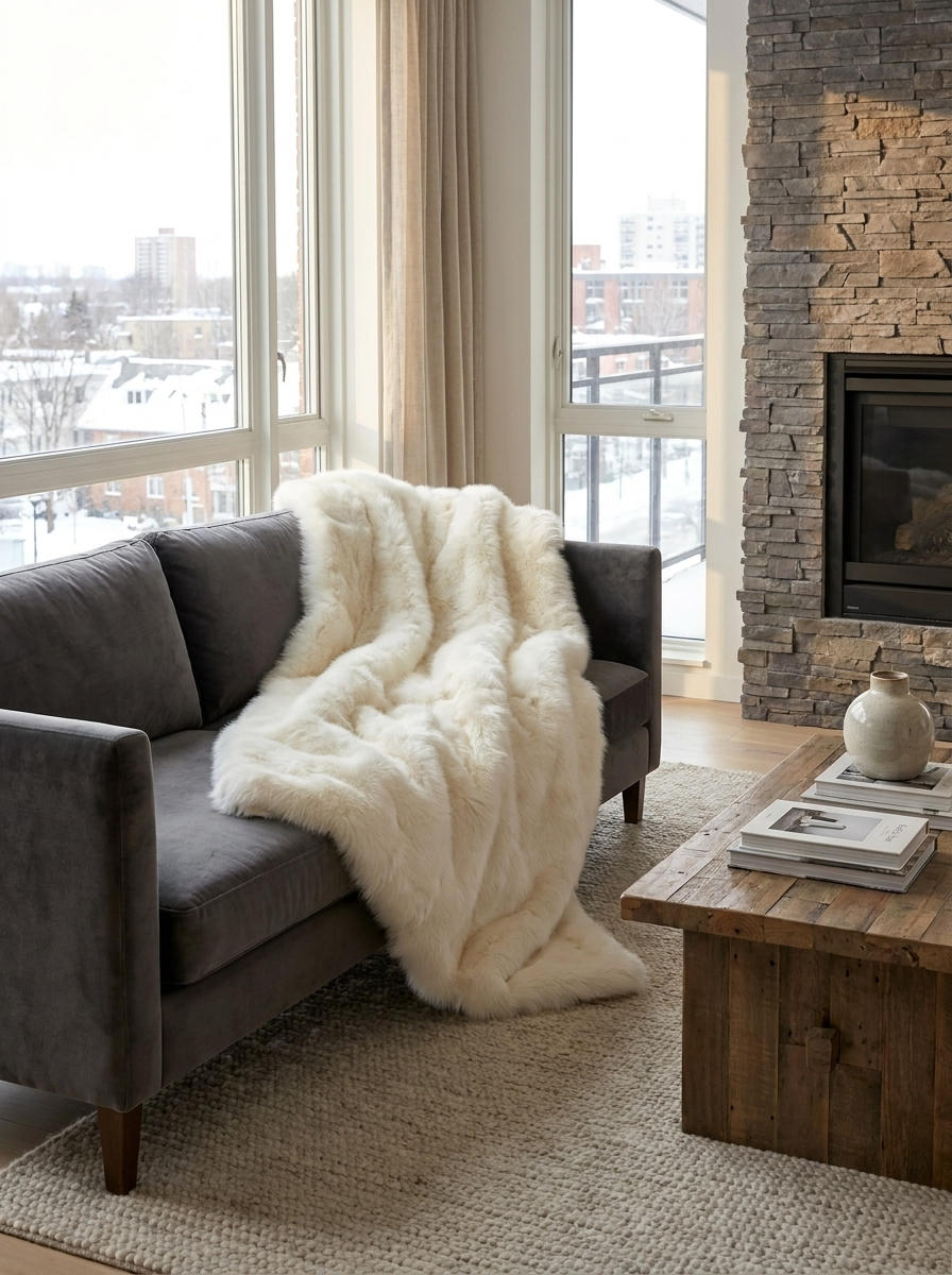 Lambskin Blanket in Champagne / Natural White