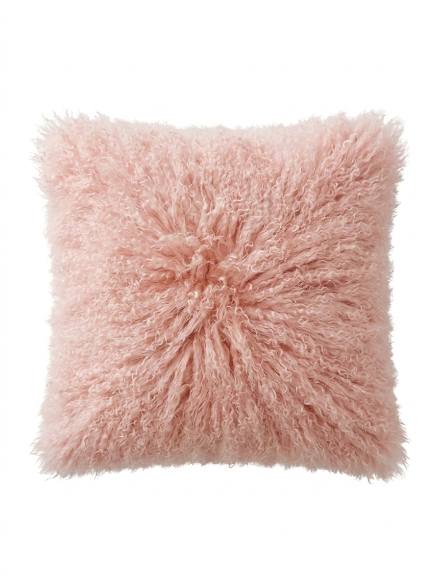 Tibetan Lambskin Cushion Pink with Filling
