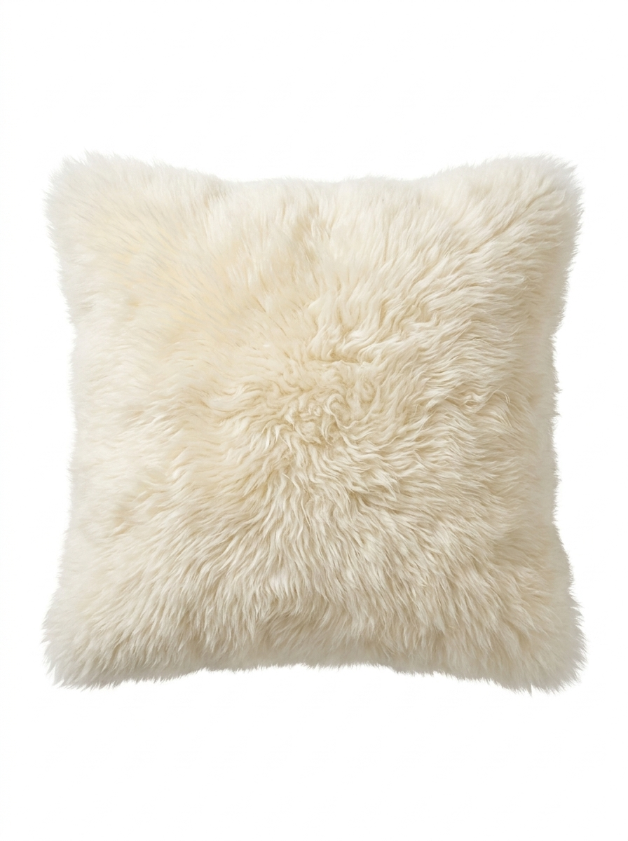 Sheepskin Cushion Merino Champagne with Inlay