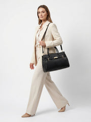 Women's Handbag Genuine Leather Black – Timeless Business Design
