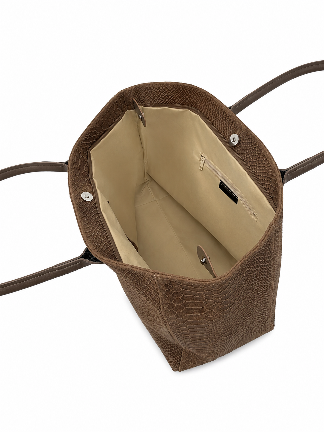 Women's Suede Shopper with Croc Embossing - Brown